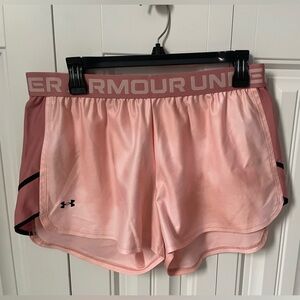 Under Armour Light Pink Women's Athletic Shorts with Logo Waistband